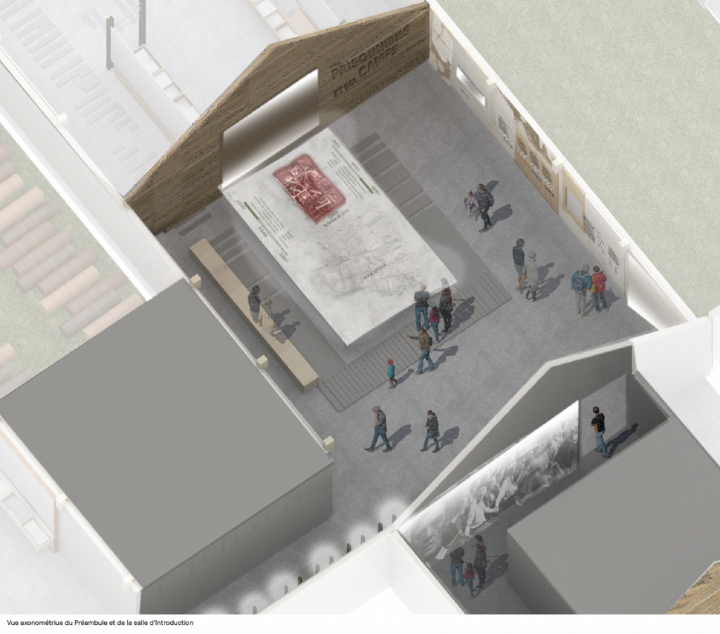 Vue axonométrie du Préambule et de la salle d'Introduction