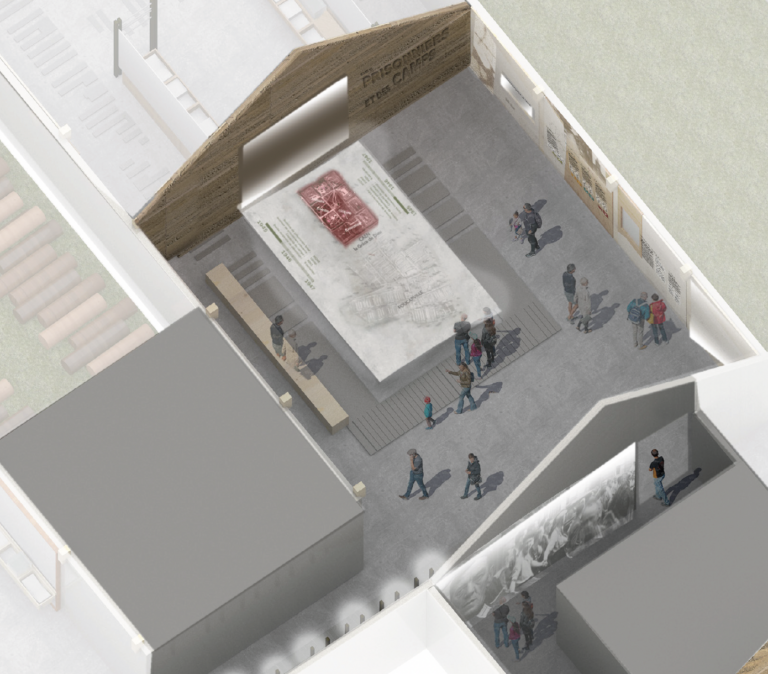 Vue axonométrie du Préambule et de la salle d'Introduction